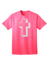 Elevate Your Style with the Elegant Glitter White Adult T-Shirt featuring a Simple Cross Design by TooLoud-Mens T-shirts-TooLoud-Neon-Pink-Small-Davson Sales