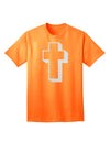 Elevate Your Style with the Elegant Glitter White Adult T-Shirt featuring a Simple Cross Design by TooLoud-Mens T-shirts-TooLoud-Neon-Orange-Small-Davson Sales