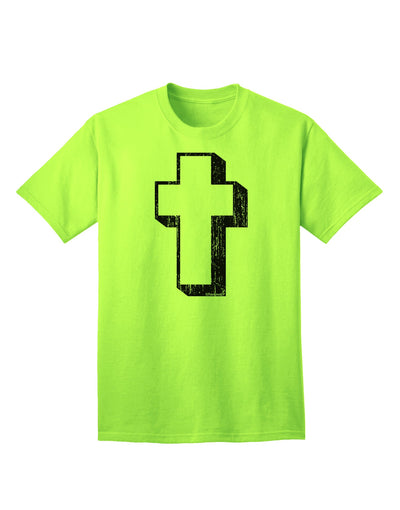 Elevate Your Style with the Exquisite Black Distressed Adult T-Shirt featuring a Simple Cross Design by TooLoud-Mens T-shirts-TooLoud-Neon-Green-Small-Davson Sales