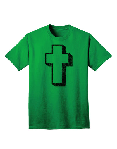 Elevate Your Style with the Exquisite Black Distressed Adult T-Shirt featuring a Simple Cross Design by TooLoud-Mens T-shirts-TooLoud-Kelly-Green-Small-Davson Sales