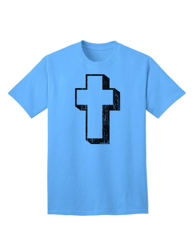 Elevate Your Style with the Exquisite Black Distressed Adult T-Shirt featuring a Simple Cross Design by TooLoud-Mens T-shirts-TooLoud-Aquatic-Blue-Small-Davson Sales