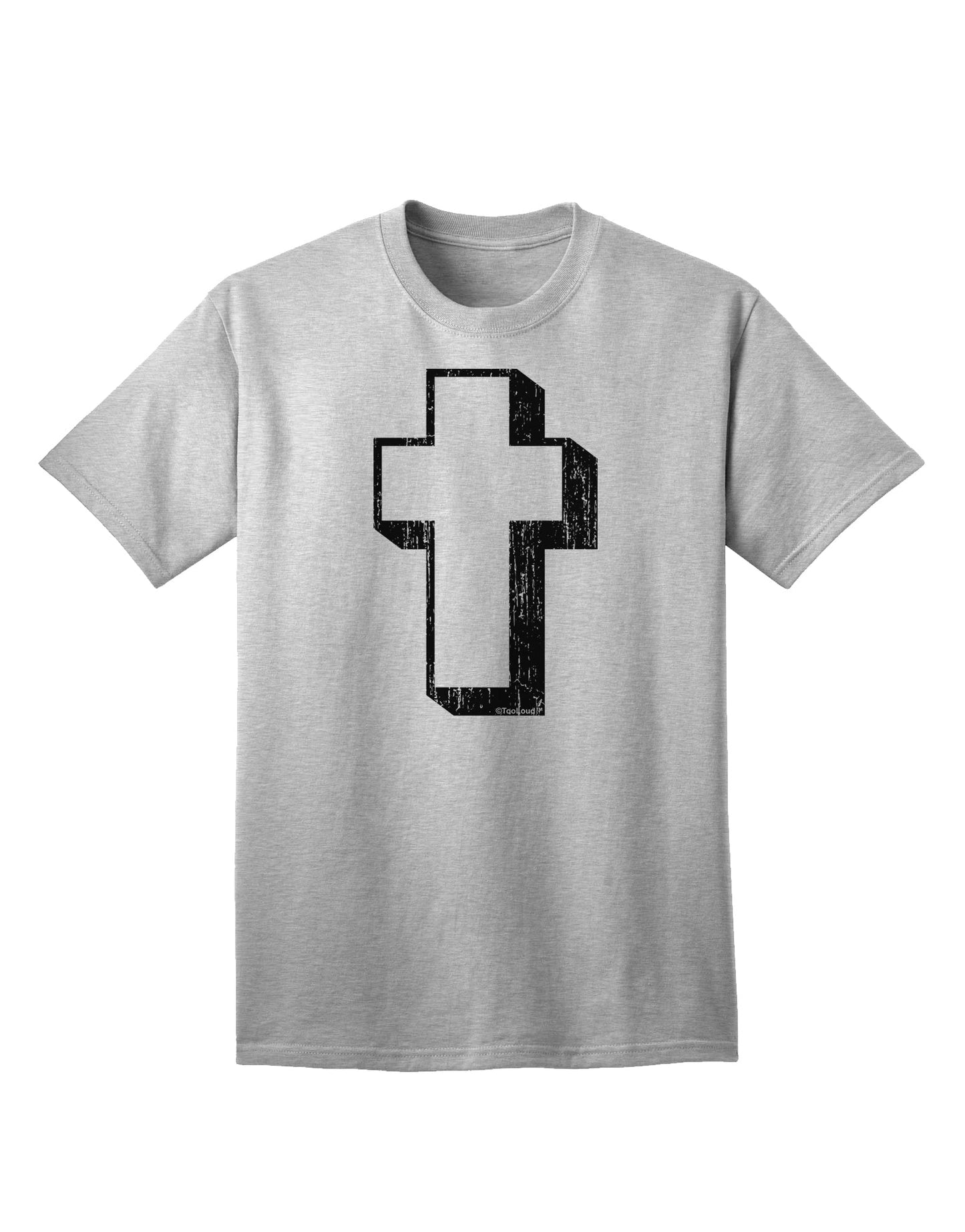 Elevate Your Style with the Exquisite Black Distressed Adult T-Shirt featuring a Simple Cross Design by TooLoud-Mens T-shirts-TooLoud-AshGray-Small-Davson Sales