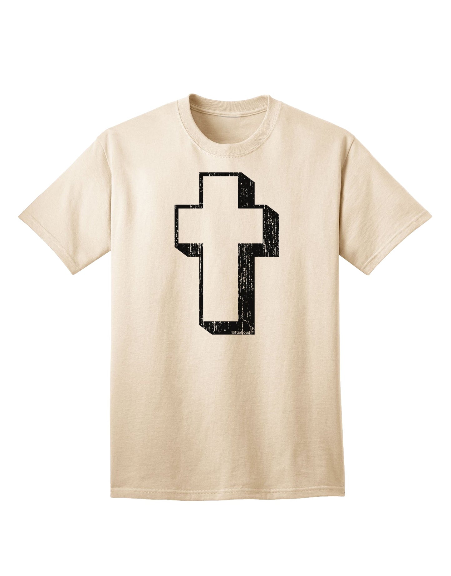 Elevate Your Style with the Exquisite Black Distressed Adult T-Shirt featuring a Simple Cross Design by TooLoud-Mens T-shirts-TooLoud-Natural-Small-Davson Sales