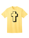 Elevate Your Style with the Exquisite Black Distressed Adult T-Shirt featuring a Simple Cross Design by TooLoud-Mens T-shirts-TooLoud-Yellow-Small-Davson Sales