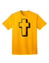 Elevate Your Style with the Exquisite Black Distressed Adult T-Shirt featuring a Simple Cross Design by TooLoud-Mens T-shirts-TooLoud-Gold-Small-Davson Sales