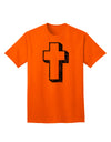 Elevate Your Style with the Exquisite Black Distressed Adult T-Shirt featuring a Simple Cross Design by TooLoud-Mens T-shirts-TooLoud-Orange-Small-Davson Sales