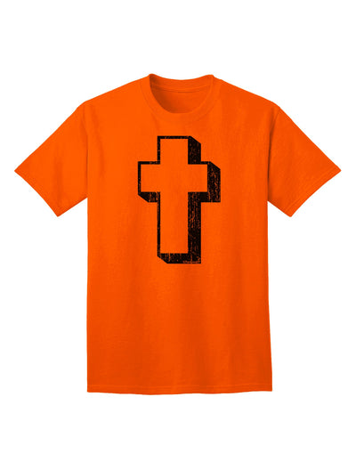 Elevate Your Style with the Exquisite Black Distressed Adult T-Shirt featuring a Simple Cross Design by TooLoud-Mens T-shirts-TooLoud-Orange-Small-Davson Sales