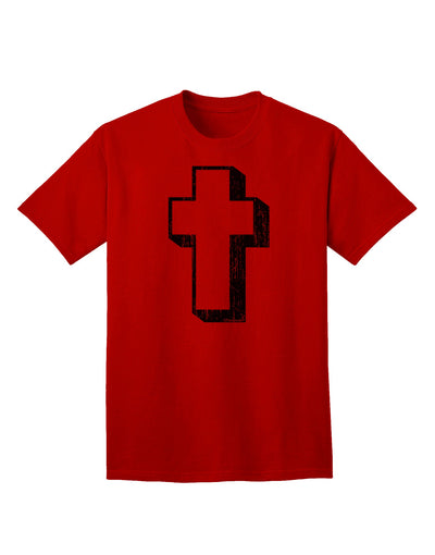 Elevate Your Style with the Exquisite Black Distressed Adult T-Shirt featuring a Simple Cross Design by TooLoud-Mens T-shirts-TooLoud-Red-Small-Davson Sales