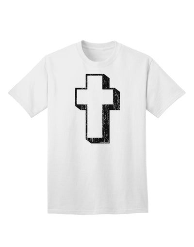 Elevate Your Style with the Exquisite Black Distressed Adult T-Shirt featuring a Simple Cross Design by TooLoud-Mens T-shirts-TooLoud-White-Small-Davson Sales