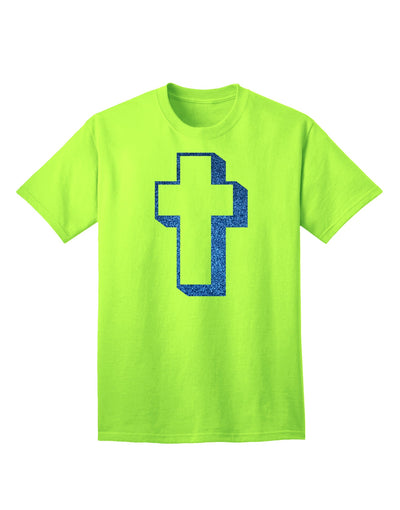 Elevate Your Style with the Exquisite Blue Adult T-Shirt featuring a Simple Cross Design and Glitter Accents by TooLoud-Mens T-shirts-TooLoud-Neon-Green-Small-Davson Sales