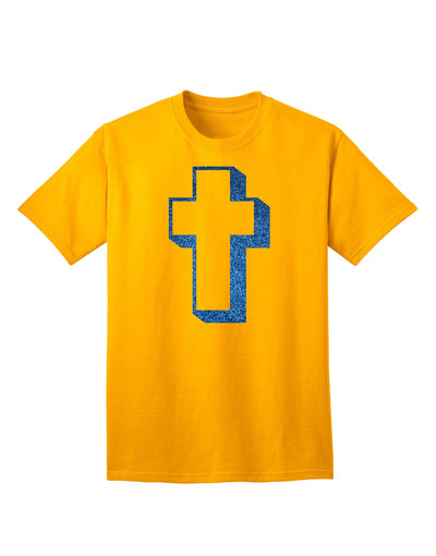 Elevate Your Style with the Exquisite Blue Adult T-Shirt featuring a Simple Cross Design and Glitter Accents by TooLoud-Mens T-shirts-TooLoud-Gold-Small-Davson Sales