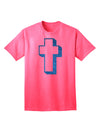 Elevate Your Style with the Exquisite Blue Adult T-Shirt featuring a Simple Cross Design and Glitter Accents by TooLoud-Mens T-shirts-TooLoud-Neon-Pink-Small-Davson Sales