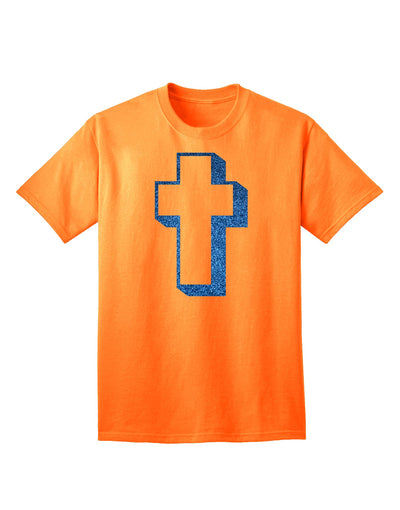 Elevate Your Style with the Exquisite Blue Adult T-Shirt featuring a Simple Cross Design and Glitter Accents by TooLoud-Mens T-shirts-TooLoud-Neon-Orange-Small-Davson Sales