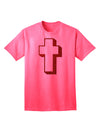 Elevate Your Style with the Exquisite Red Adult T-Shirt featuring a Simple Cross Design and Glitter Accents by TooLoud-Mens T-shirts-TooLoud-Neon-Pink-Small-Davson Sales