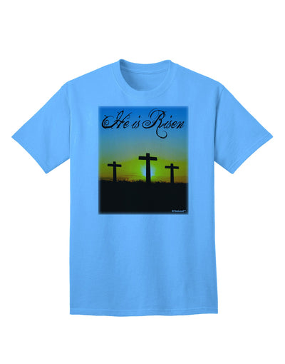 Elevate Your Style with the Exquisite Three Crosses Sunrise - He Is Risen Adult T-Shirt by TooLoud-Mens T-shirts-TooLoud-Aquatic-Blue-Small-Davson Sales