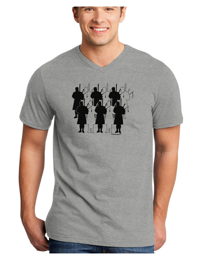 Eleven Pipers Piping Adult V-Neck T-shirt-Mens V-Neck T-Shirt-TooLoud-HeatherGray-Small-Davson Sales