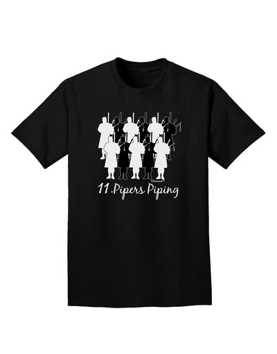 Eleven Pipers Piping Text Adult Dark T-Shirt-Mens T-Shirt-TooLoud-Black-Small-Davson Sales