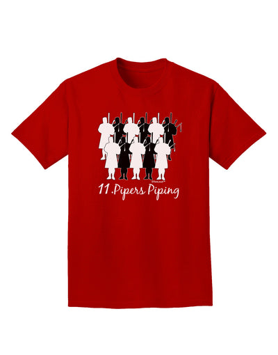 Eleven Pipers Piping Text Adult Dark T-Shirt-Mens T-Shirt-TooLoud-Red-Small-Davson Sales