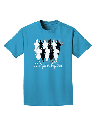 Eleven Pipers Piping Text Adult Dark T-Shirt-Mens T-Shirt-TooLoud-Turquoise-Small-Davson Sales