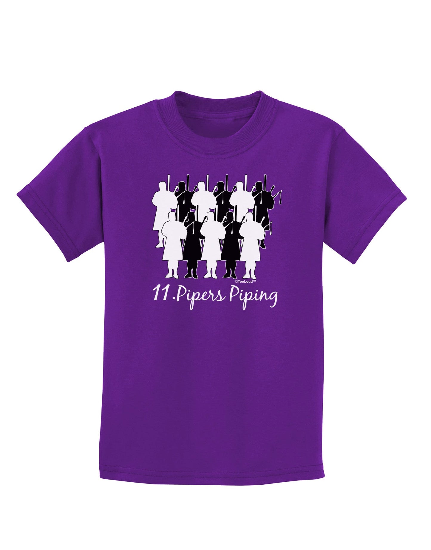 Eleven Pipers Piping Text Childrens Dark T-Shirt-Childrens T-Shirt-TooLoud-Purple-X-Small-Davson Sales