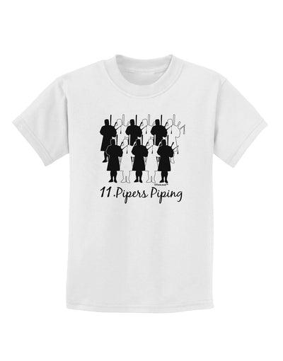 Eleven Pipers Piping Text Childrens T-Shirt-Childrens T-Shirt-TooLoud-White-X-Small-Davson Sales