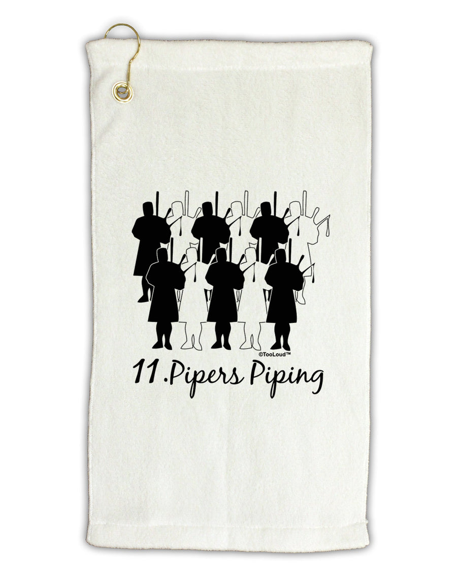 Eleven Pipers Piping Text Micro Terry Gromet Golf Towel 11&#x22;x19-Golf Towel-TooLoud-White-Davson Sales