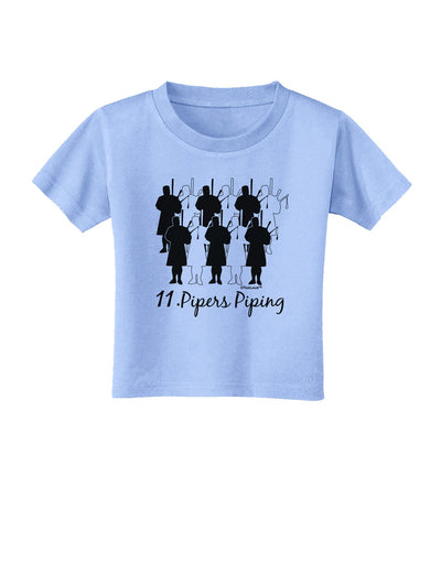 Eleven Pipers Piping Text Toddler T-Shirt-Toddler T-Shirt-TooLoud-Aquatic-Blue-2T-Davson Sales