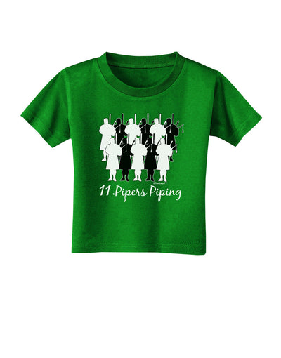 Eleven Pipers Piping Text Toddler T-Shirt Dark-Toddler T-Shirt-TooLoud-Clover-Green-2T-Davson Sales