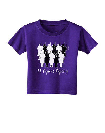 Eleven Pipers Piping Text Toddler T-Shirt Dark-Toddler T-Shirt-TooLoud-Purple-2T-Davson Sales