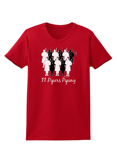 Eleven Pipers Piping Text Womens Dark T-Shirt-TooLoud-Red-X-Small-Davson Sales