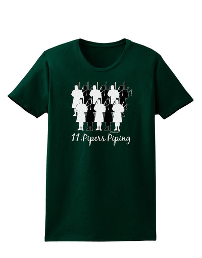 Eleven Pipers Piping Text Womens Dark T-Shirt-TooLoud-Forest-Green-Small-Davson Sales