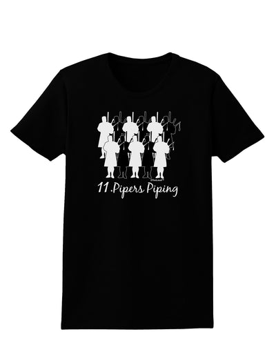 Eleven Pipers Piping Text Womens Dark T-Shirt-TooLoud-Black-X-Small-Davson Sales