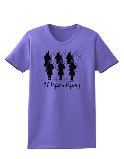 Eleven Pipers Piping Text Womens T-Shirt-Womens T-Shirt-TooLoud-Violet-X-Small-Davson Sales