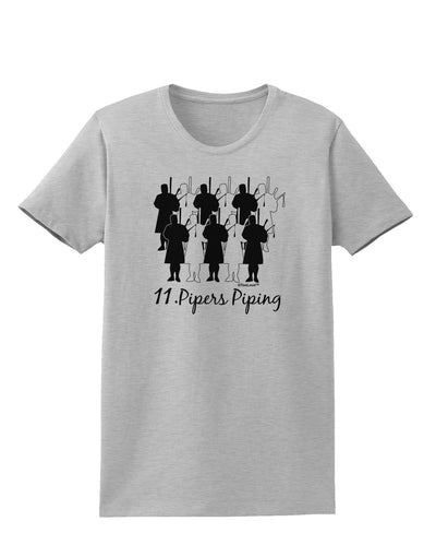 Eleven Pipers Piping Text Womens T-Shirt-Womens T-Shirt-TooLoud-AshGray-X-Small-Davson Sales