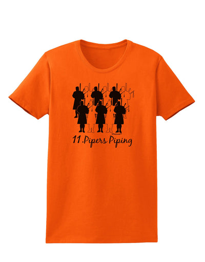 Eleven Pipers Piping Text Womens T-Shirt-Womens T-Shirt-TooLoud-Orange-X-Small-Davson Sales