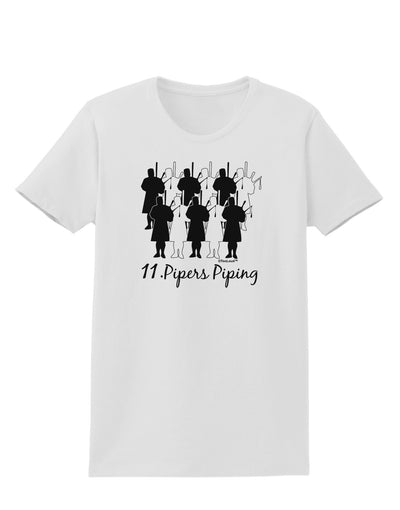 Eleven Pipers Piping Text Womens T-Shirt-Womens T-Shirt-TooLoud-White-X-Small-Davson Sales