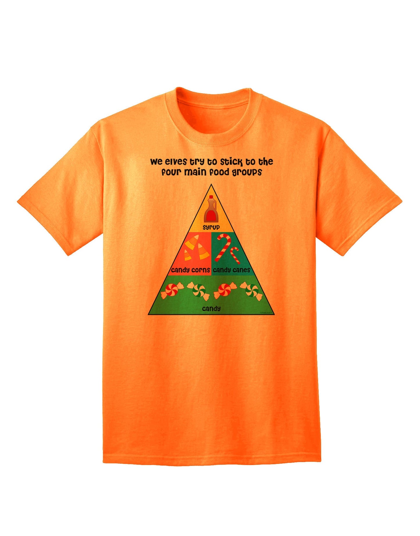 Elf's Main Food Groups - Premium Christmas Adult T-Shirt Collection-Mens T-shirts-TooLoud-Neon-Orange-Small-Davson Sales