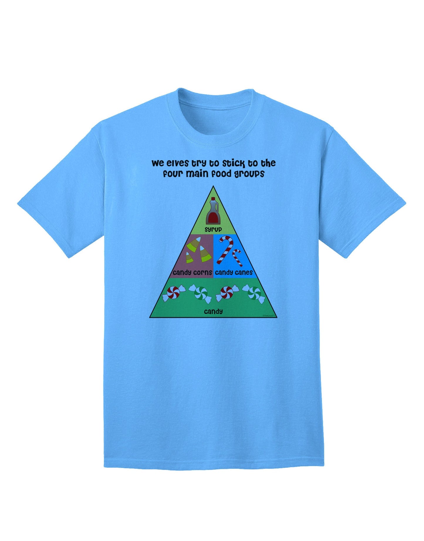 Elf's Main Food Groups - Premium Christmas Adult T-Shirt Collection-Mens T-shirts-TooLoud-Aquatic-Blue-Small-Davson Sales
