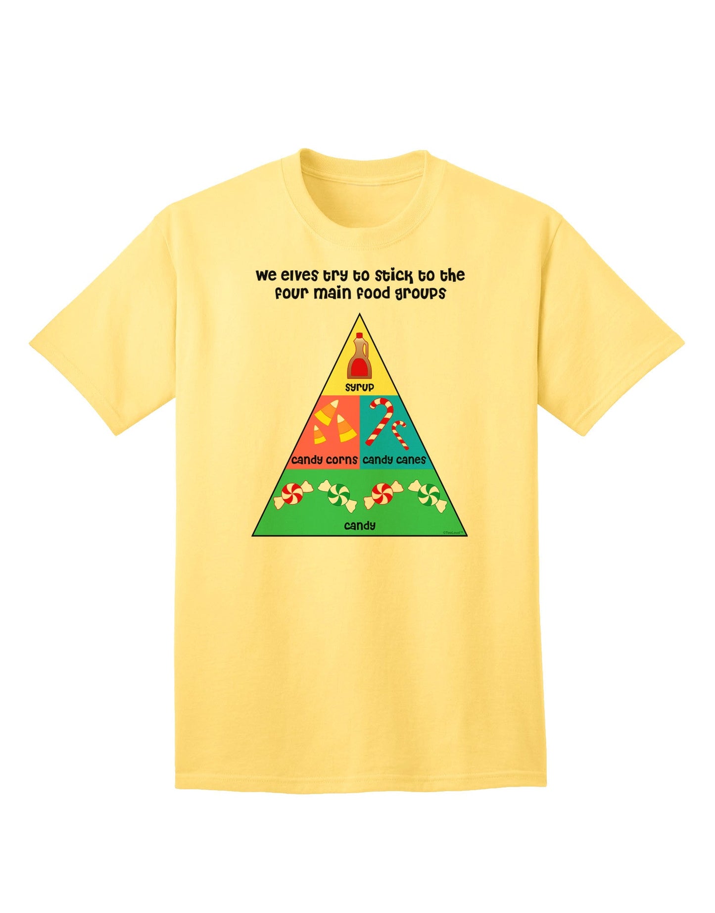Elf's Main Food Groups - Premium Christmas Adult T-Shirt Collection-Mens T-shirts-TooLoud-Yellow-Small-Davson Sales