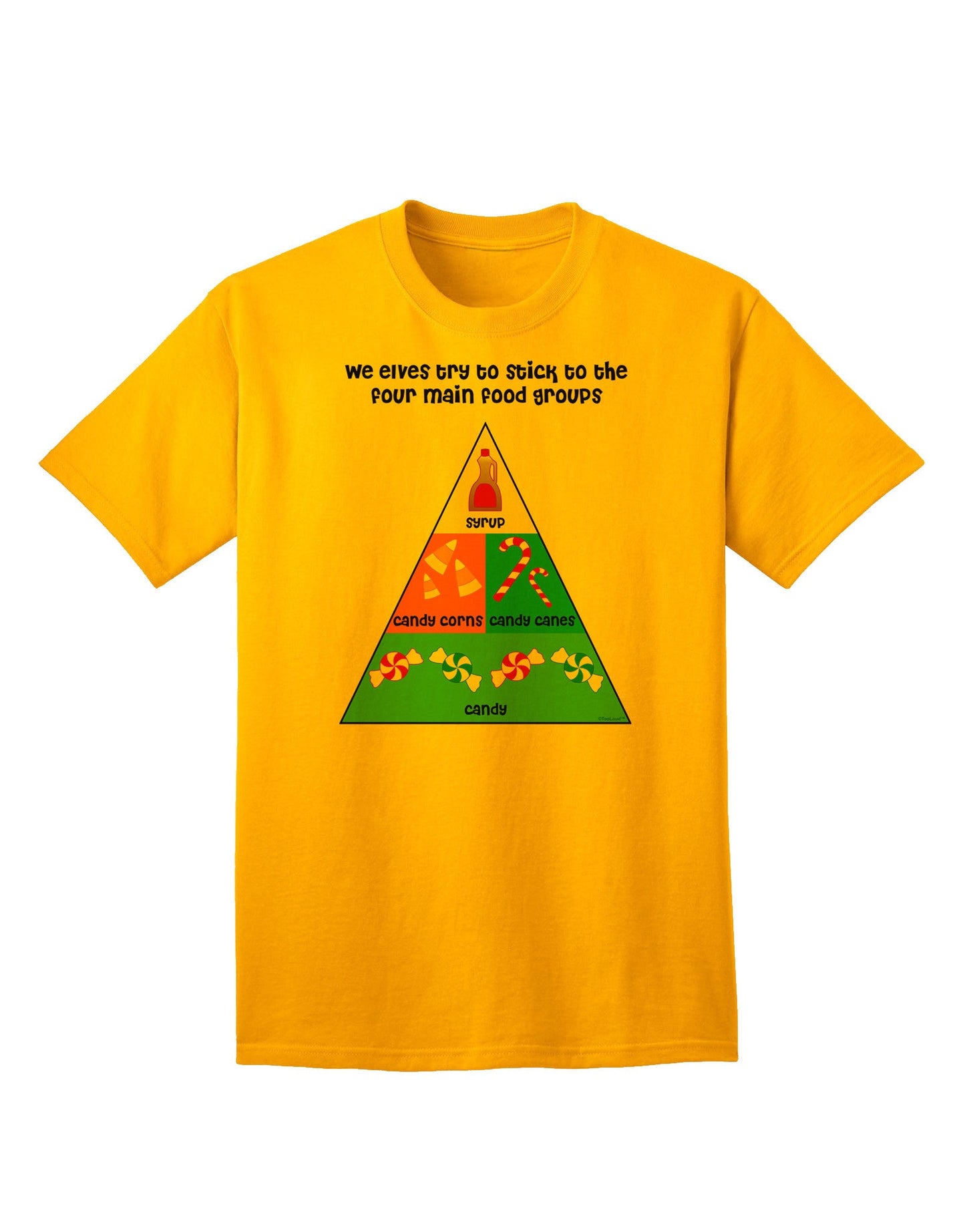 Elf's Main Food Groups - Premium Christmas Adult T-Shirt Collection-Mens T-shirts-TooLoud-Gold-Small-Davson Sales