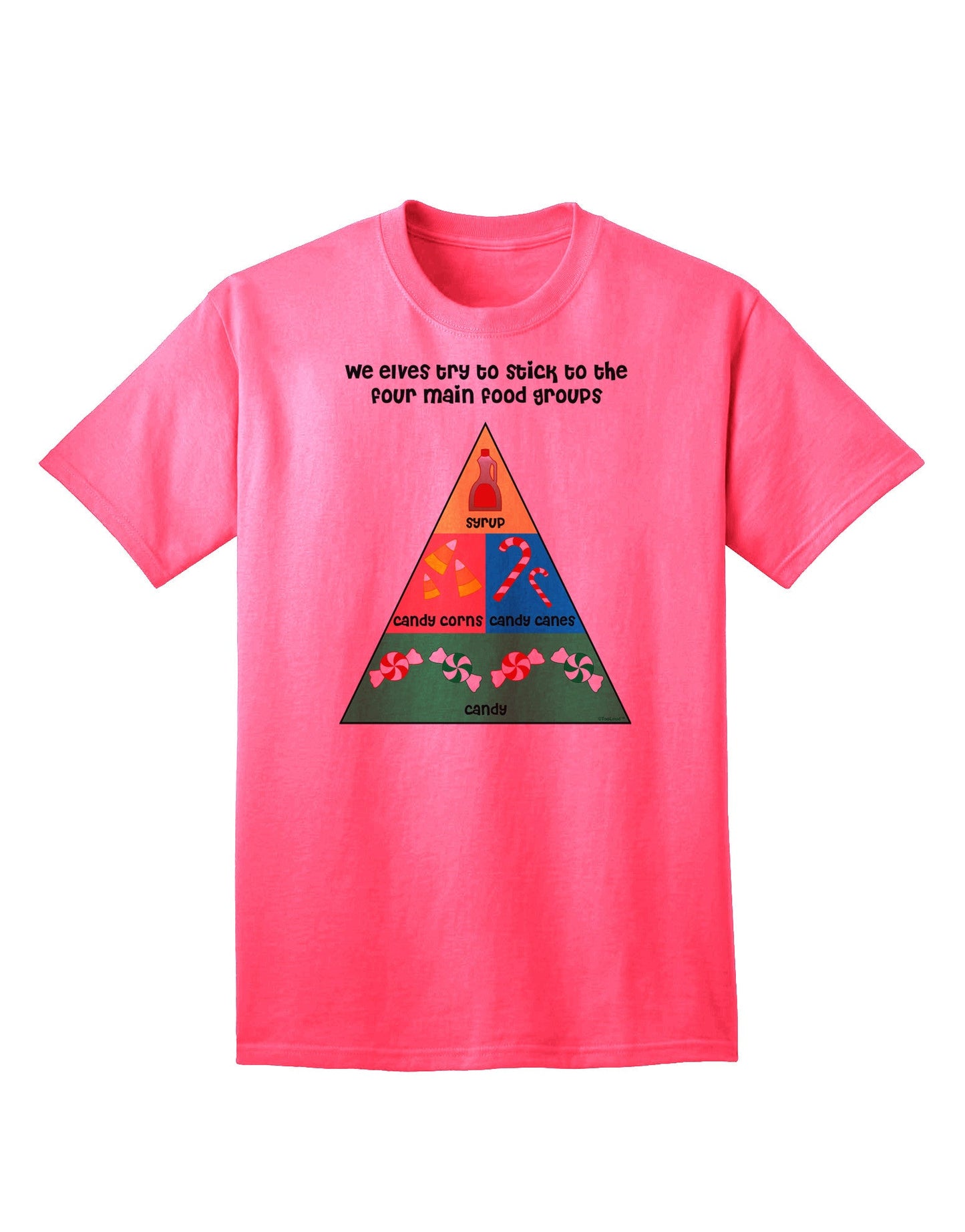 Elf's Main Food Groups - Premium Christmas Adult T-Shirt Collection-Mens T-shirts-TooLoud-Neon-Pink-Small-Davson Sales