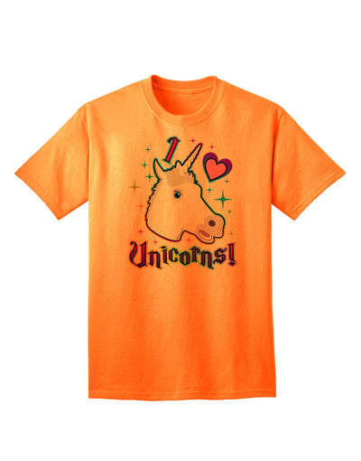 Enchanting 'I Love Unicorns' Adult T-Shirt - A Must-Have for Unicorn Enthusiasts-Mens T-shirts-TooLoud-Neon-Orange-Small-Davson Sales