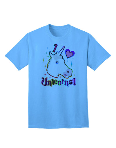 Enchanting 'I Love Unicorns' Adult T-Shirt - A Must-Have for Unicorn Enthusiasts-Mens T-shirts-TooLoud-Aquatic-Blue-Small-Davson Sales