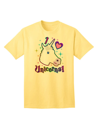 Enchanting 'I Love Unicorns' Adult T-Shirt - A Must-Have for Unicorn Enthusiasts-Mens T-shirts-TooLoud-Yellow-Small-Davson Sales