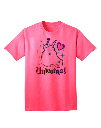 Enchanting 'I Love Unicorns' Adult T-Shirt - A Must-Have for Unicorn Enthusiasts-Mens T-shirts-TooLoud-Neon-Pink-Small-Davson Sales