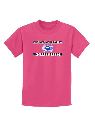 End Net Neutrality End Free Speech Childrens Dark T-Shirt-Childrens T-Shirt-TooLoud-Sangria-X-Small-Davson Sales