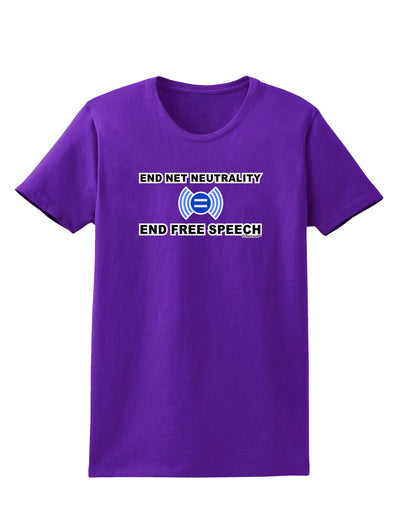 End Net Neutrality End Free Speech Womens Dark T-Shirt-TooLoud-Purple-X-Small-Davson Sales