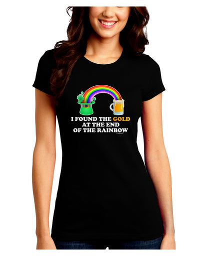 End Of The Rainbow Text Juniors Petite Crew Dark T-Shirt-T-Shirts Juniors Tops-TooLoud-Black-Juniors Fitted Small-Davson Sales