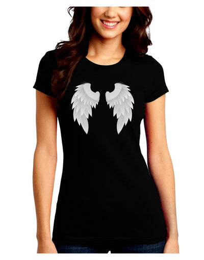 Epic Angel Wings Design Juniors Crew Dark T-Shirt-T-Shirts Juniors Tops-TooLoud-Black-Juniors Fitted Small-Davson Sales