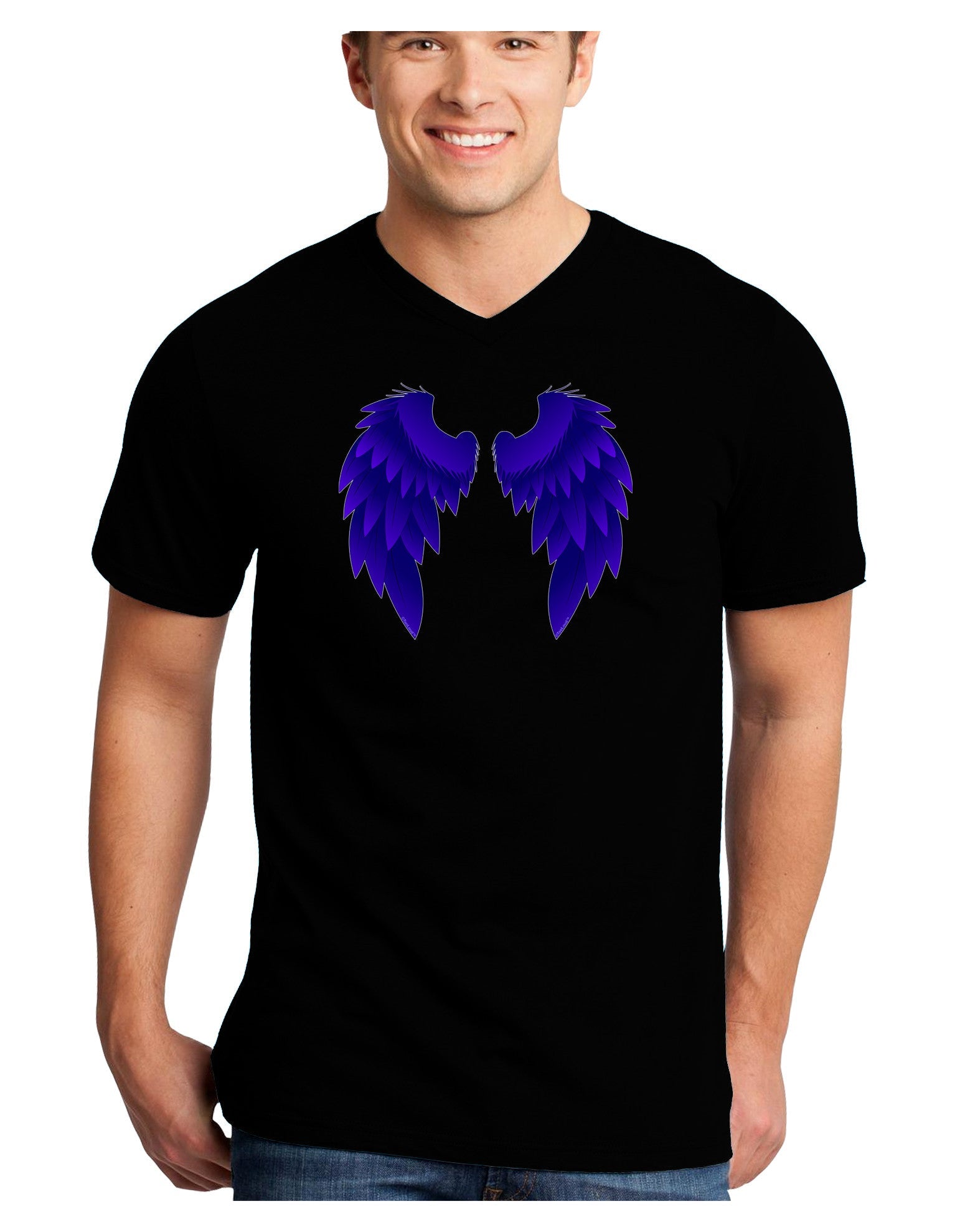 Epic Dark Angel Wings Design Adult Dark V-Neck T-Shirt-Mens V-Neck T-Shirt-TooLoud-Black-Small-Davson Sales
